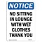 Signmission OSHA Notice, 5" Height, No Sitting In Lounge With Wet Sign, 5" X 3.5", Portrait OS-NS-D-35-V-14795 - alternate 1